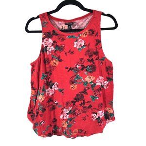 Torrid Womens Tank Top Floral Cotton Red 00/10/M